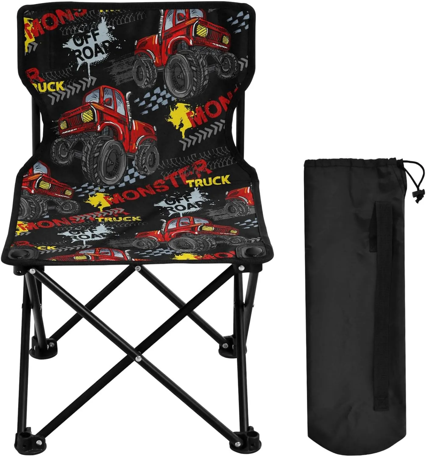 Gredecor Camping Chairs, Monster Red Truck Car Grunge Portable Camping Chair with Storage Bag, Lightweight Foldable Chair for Outside Camping, Hiking, Travel, Beach and Sports