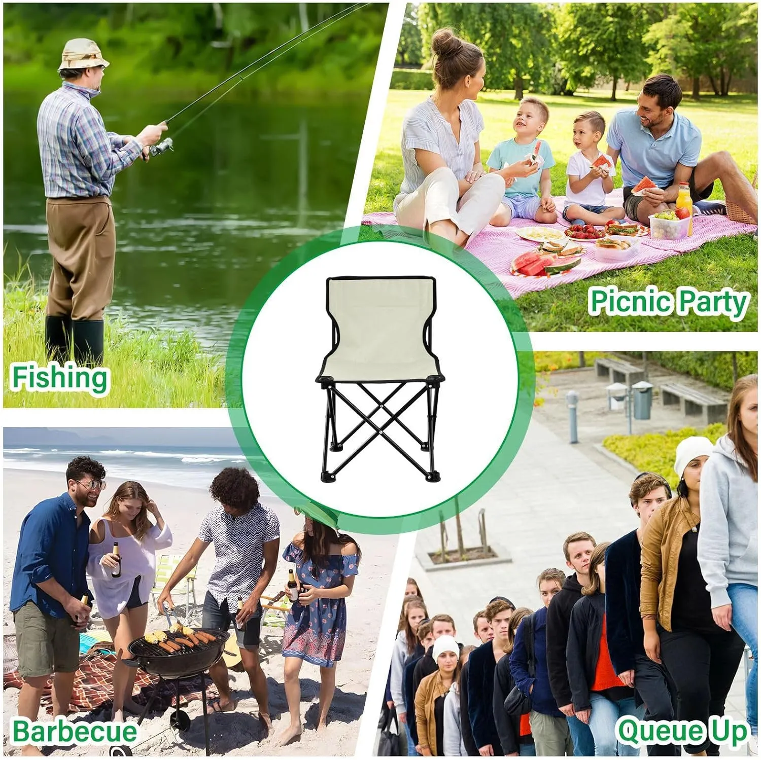 Gredecor Camping Chairs,Beige Lightweight and Supportive Chairs and Lightweight Individuals - Compact, Durable, and Portable - Ideal for Camping, Hiking, Beach, and Picnics - Carry Bag