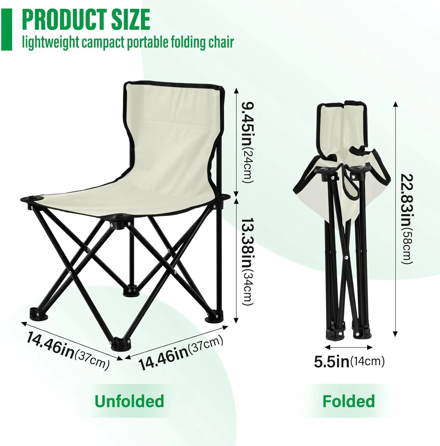 Gredecor Camping Chairs,Beige Lightweight and Supportive Chairs and Lightweight Individuals - Compact, Durable, and Portable - Ideal for Camping, Hiking, Beach, and Picnics - Carry Bag