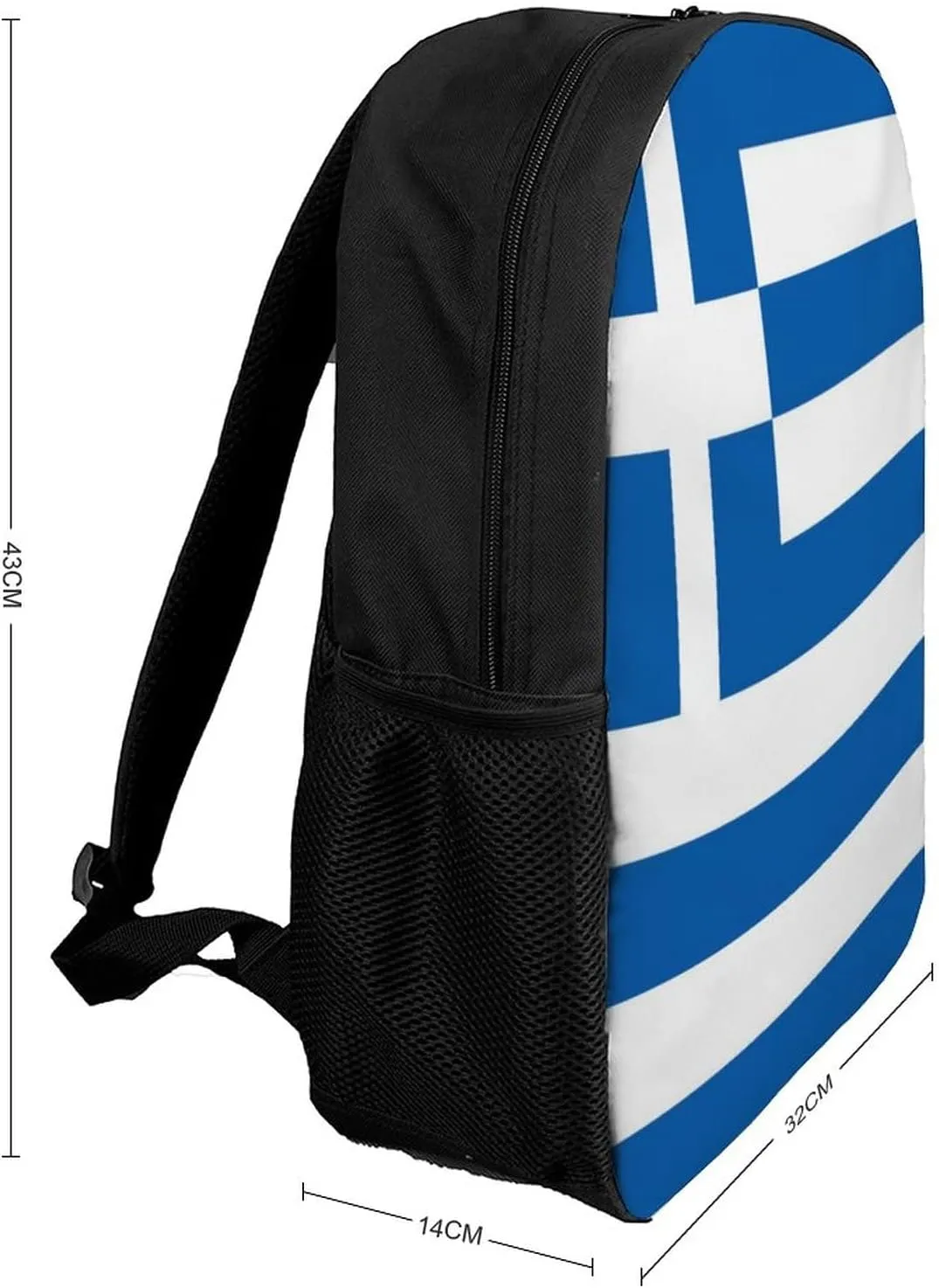 Greek Flag Backpack with Adjustable Straps, Suitable for Travel Picnics Activities