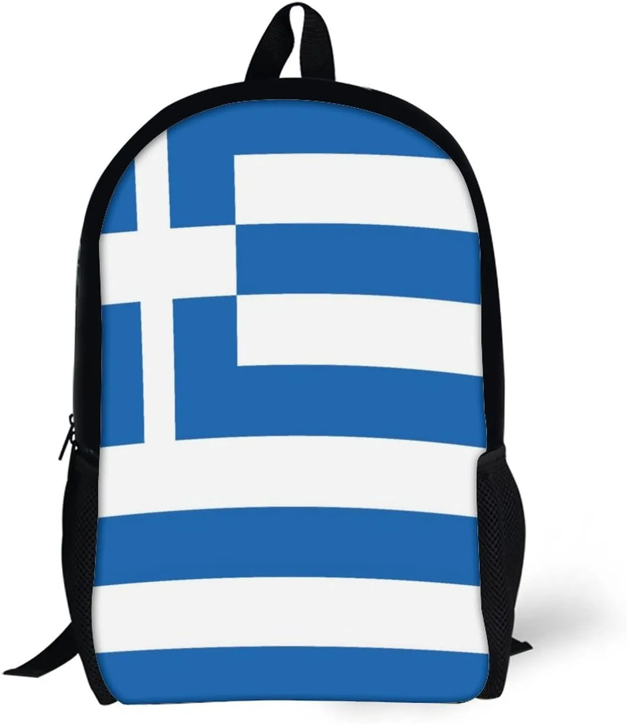 Greek Flag Backpack with Adjustable Straps, Suitable for Travel Picnics Activities