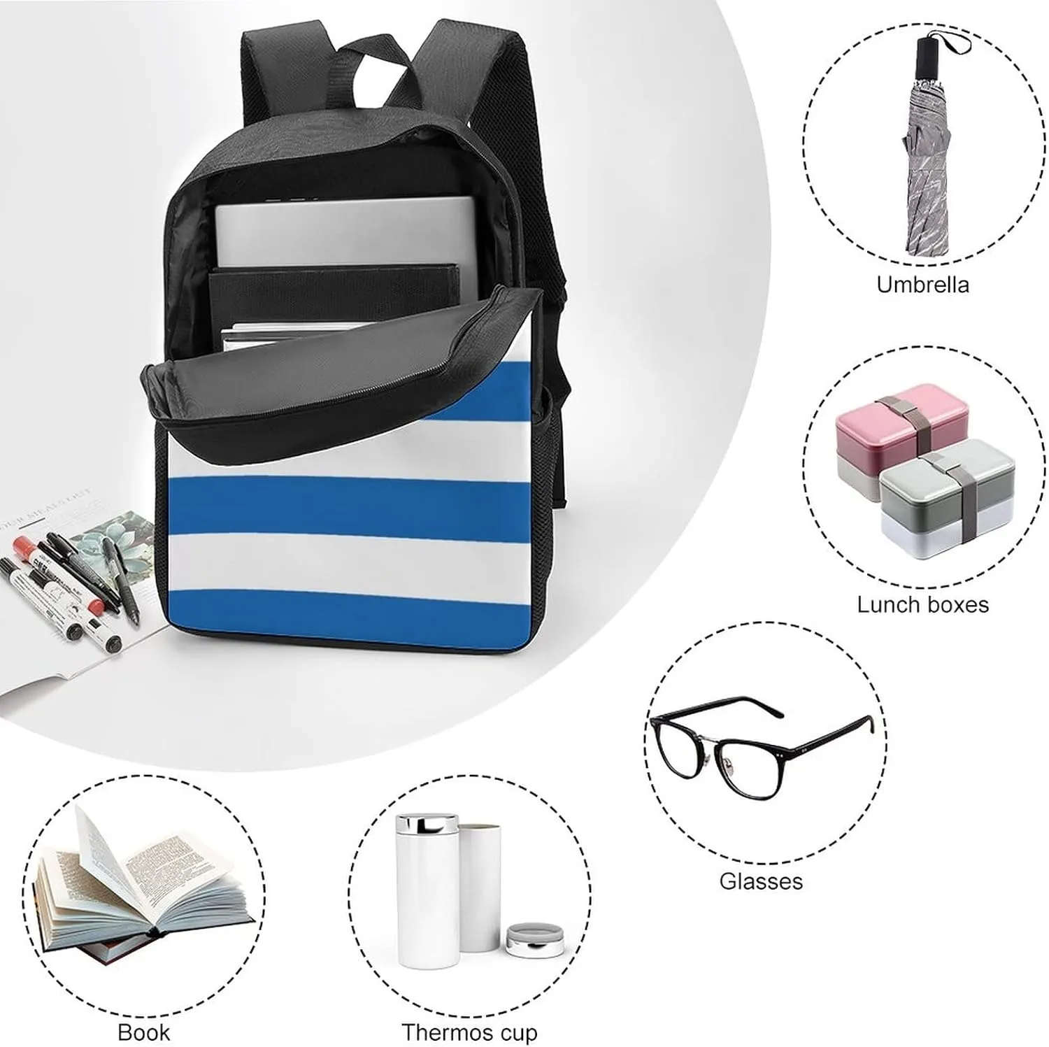 Greek Flag Backpack with Adjustable Straps, Suitable for Travel Picnics Activities