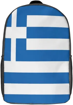 Greek Flag Backpack with Adjustable Straps, Suitable for Travel Picnics Activities