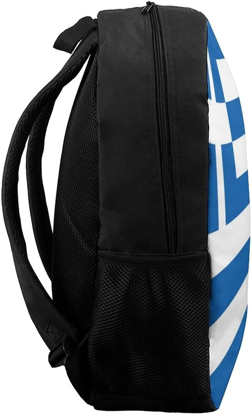 Greek Flag Backpack with Adjustable Straps, Suitable for Travel Picnics Activities