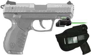 Green Laser Kit for Ruger Pistols w/Rails: SR9c SR40c SR22 American Compact, Security-9 & 380 with Holster, ArmaLaser GTOGS/GTOG/GTO-G Laser Sight & 2 Extra Batteries