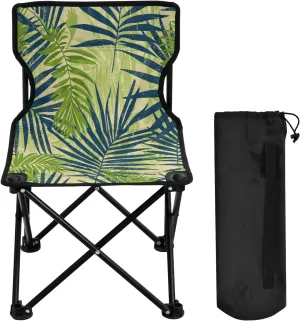 Green Leaf Portable Outdoor Folding Chair Anti-Slip Padded Oxford Cloth Stool Camping Chair Small for Beach Hiking Fishing Gardening Quad Camp Chair