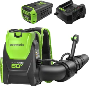 Greenworks 60V 730 CFM Brushless Backpack Blower, 8.0Ah Battery and 6A Charger