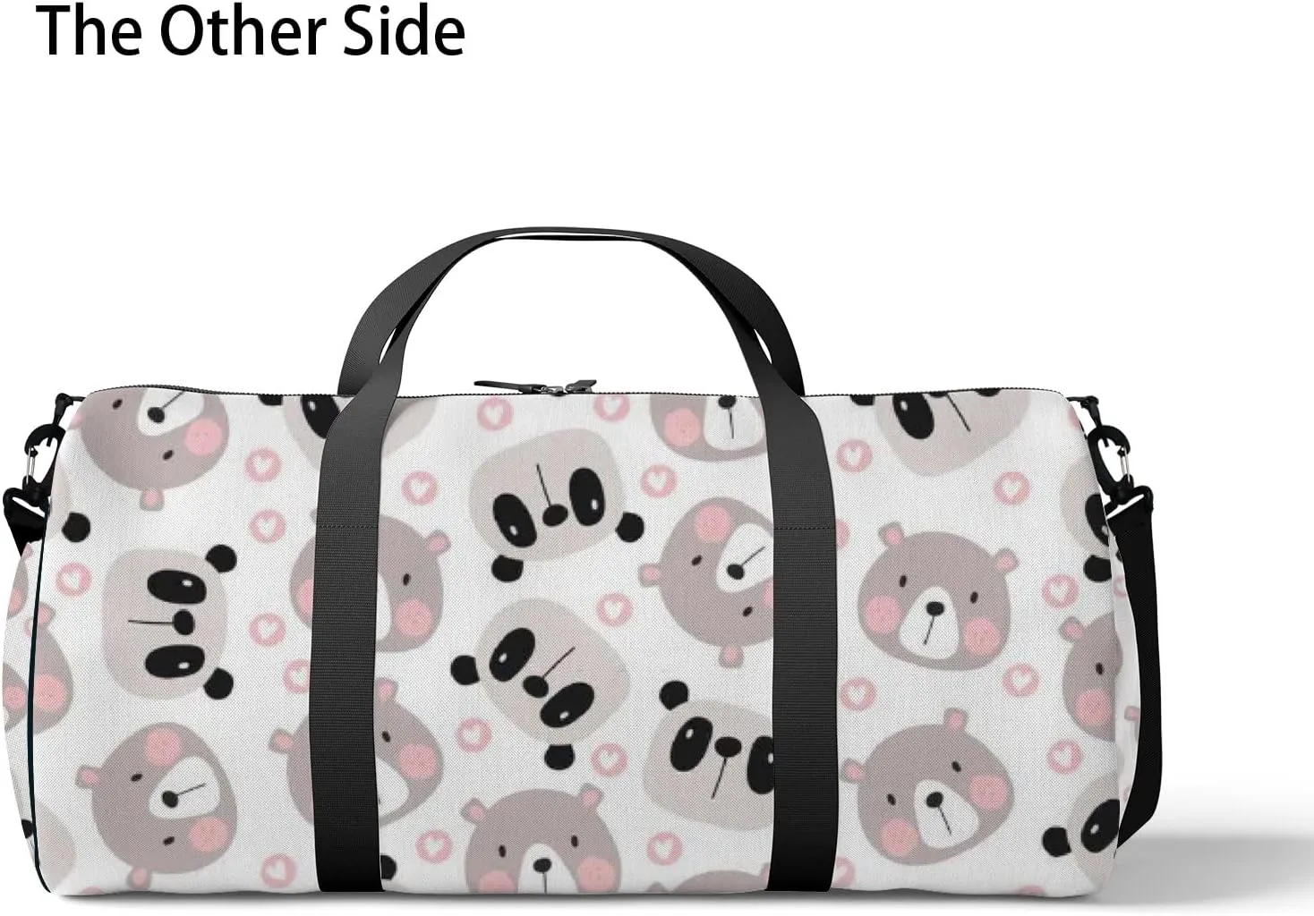 Grey Kawaii Cute Cartoon Little Bear Sports Bag Tote Bag Waterproof Gym Bag with Shoulder Strap Zipper 2 Side Pockets for Men and Women, Travel and Storage Shoulder Bag.