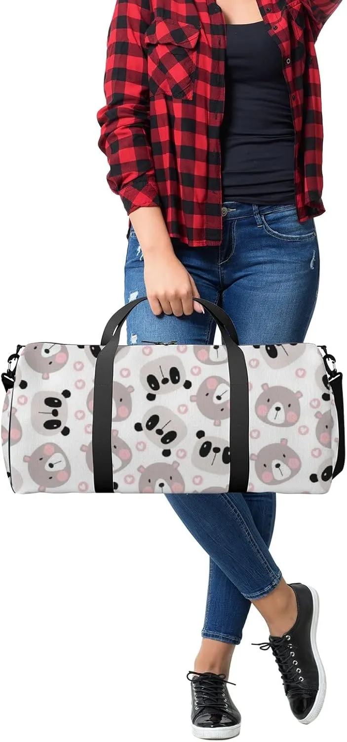 Grey Kawaii Cute Cartoon Little Bear Sports Bag Tote Bag Waterproof Gym Bag with Shoulder Strap Zipper 2 Side Pockets for Men and Women, Travel and Storage Shoulder Bag.