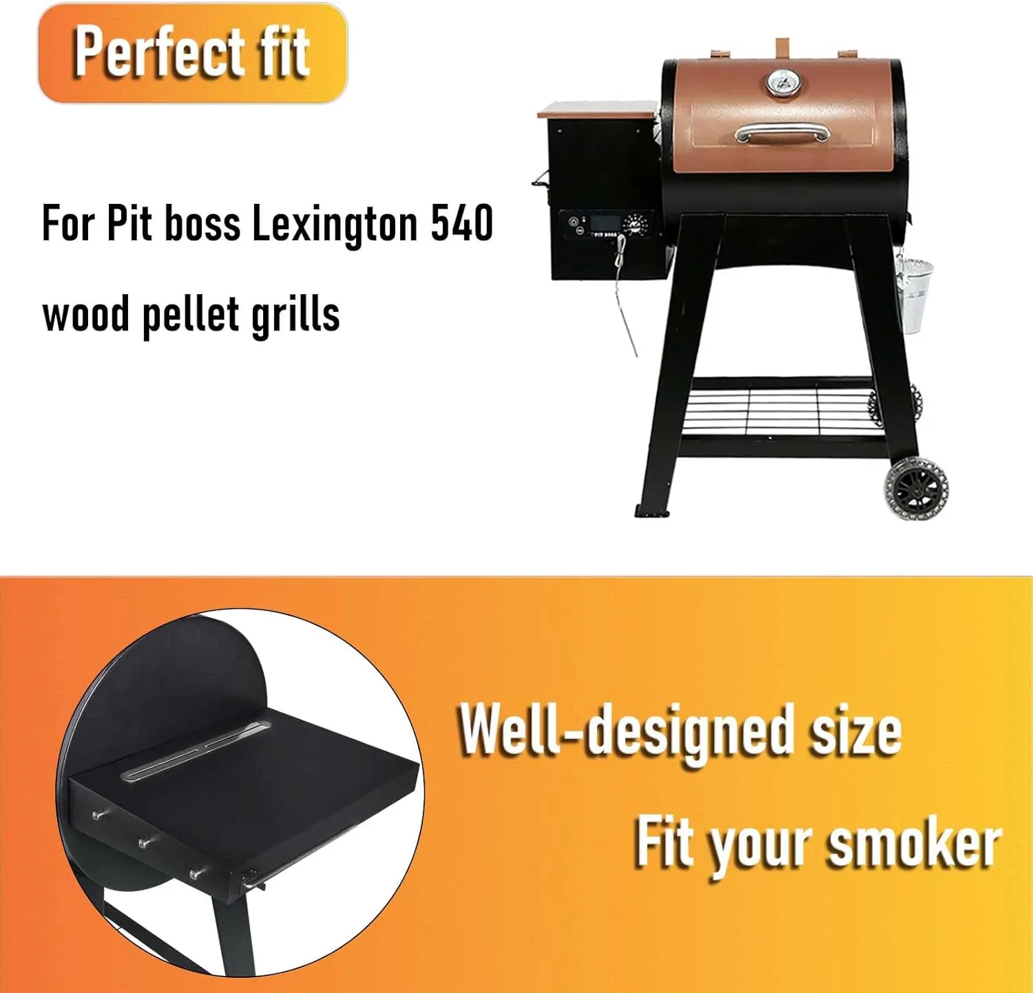 GRISUN Side Table Shelf for Pit Boss Lexington 540 Grills, Heavy Duty Steel Grill Accessories for Pit Boss Lexington - 71505 PB500LX1 Wood Pellet Grill, Not Fit for Lexington 500 Onyx