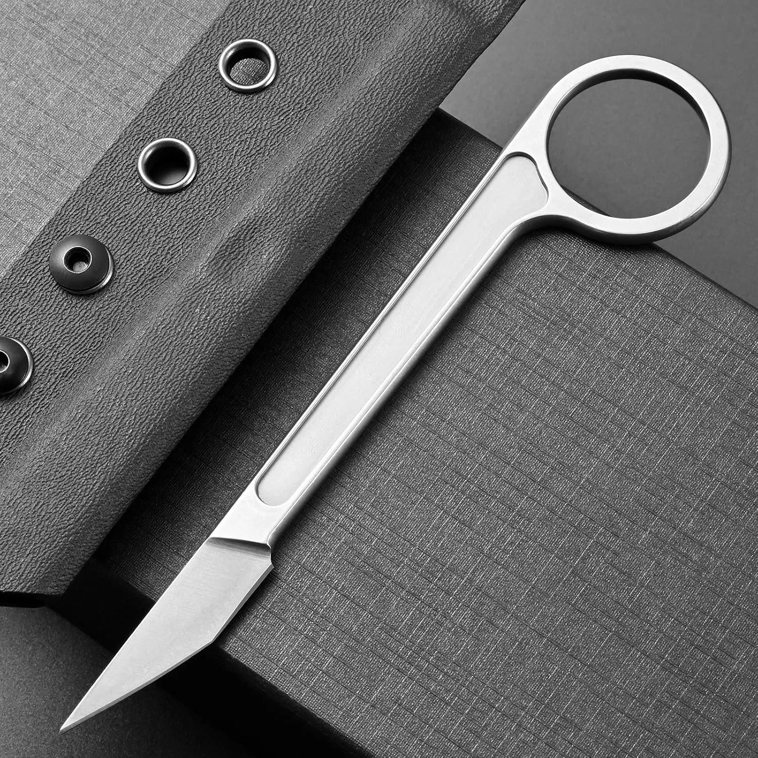 Gtk104 Fixed Blade Knife, D2 Blade Stainess Steel Handle EDC Tool Knife for Outdoor Camping Hunting Hiking(Silver)