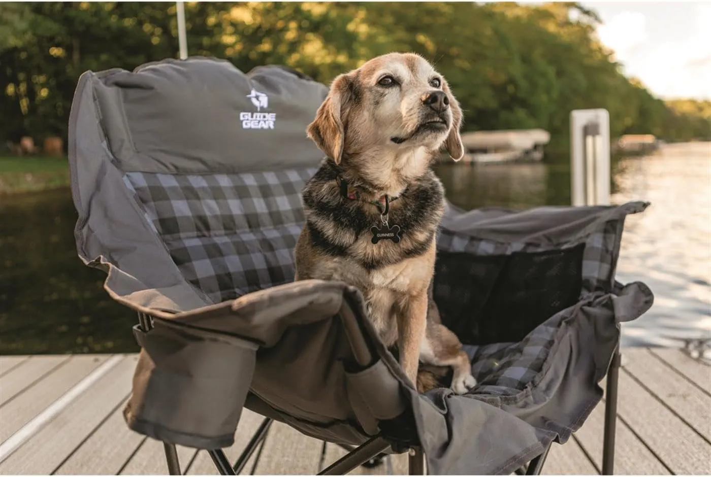 Guide Gear Oversized Extra Large Padded Camping Chair, Portable, Folding, Large Camp Lounge Beach Chairs for Outdoor, Adults, Men and Women, Heavy-Duty 400 Pound Capacity, with Cup Holder