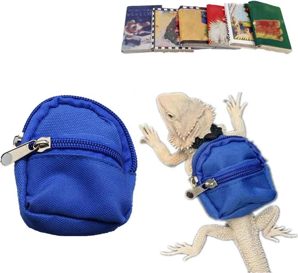 HAICHEN TEC Lizard Backpack for Bearded Dragons School Bag & Books Set Reptile Apparel Accessories Handmade Photo Party Back to School Supplies for Lizard Bearded Dragon Crested Gecko Chameleon