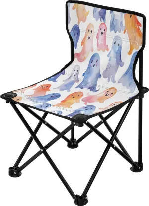 Halloween Cute Spectre Portable Outdoor Folding Chair Anti-Slip Padded Oxford Cloth Stool Camping Chair Small for Beach Hiking Fishing Gardening Quad Camp Chair