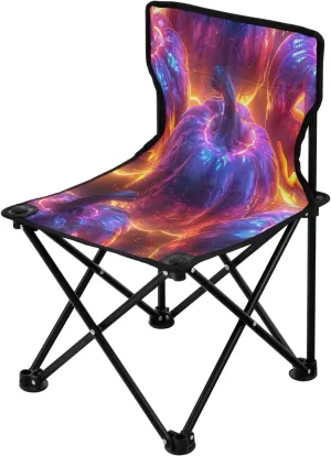 Halloween Pumpkin Spectre Face Portable Outdoor Folding Chair Anti-Slip Padded Oxford Cloth Stool Camping Chair Small for Beach Hiking Fishing Gardening Quad Camp Chair