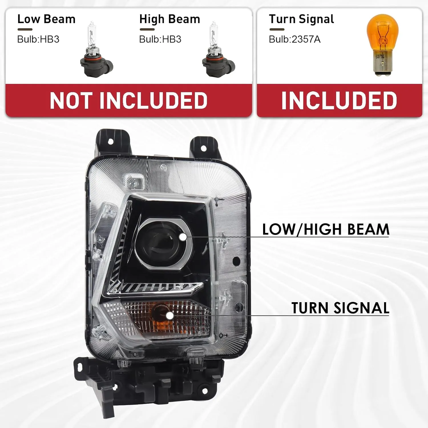 Halogen Projector Non-LED Headlight Assembly Compatible with 2022 2023 Hyundai Santa Cruz SE/SEL/Night Models Left Driver Side 92101-K5000 HY2502260