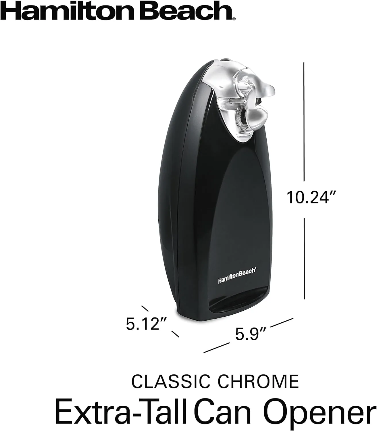 Hamilton Beach Electric Automatic Can Opener with Auto Shutoff, Knife Sharpener, Cord Storage, and SureCut Patented Technology, Extra Tall, Black
