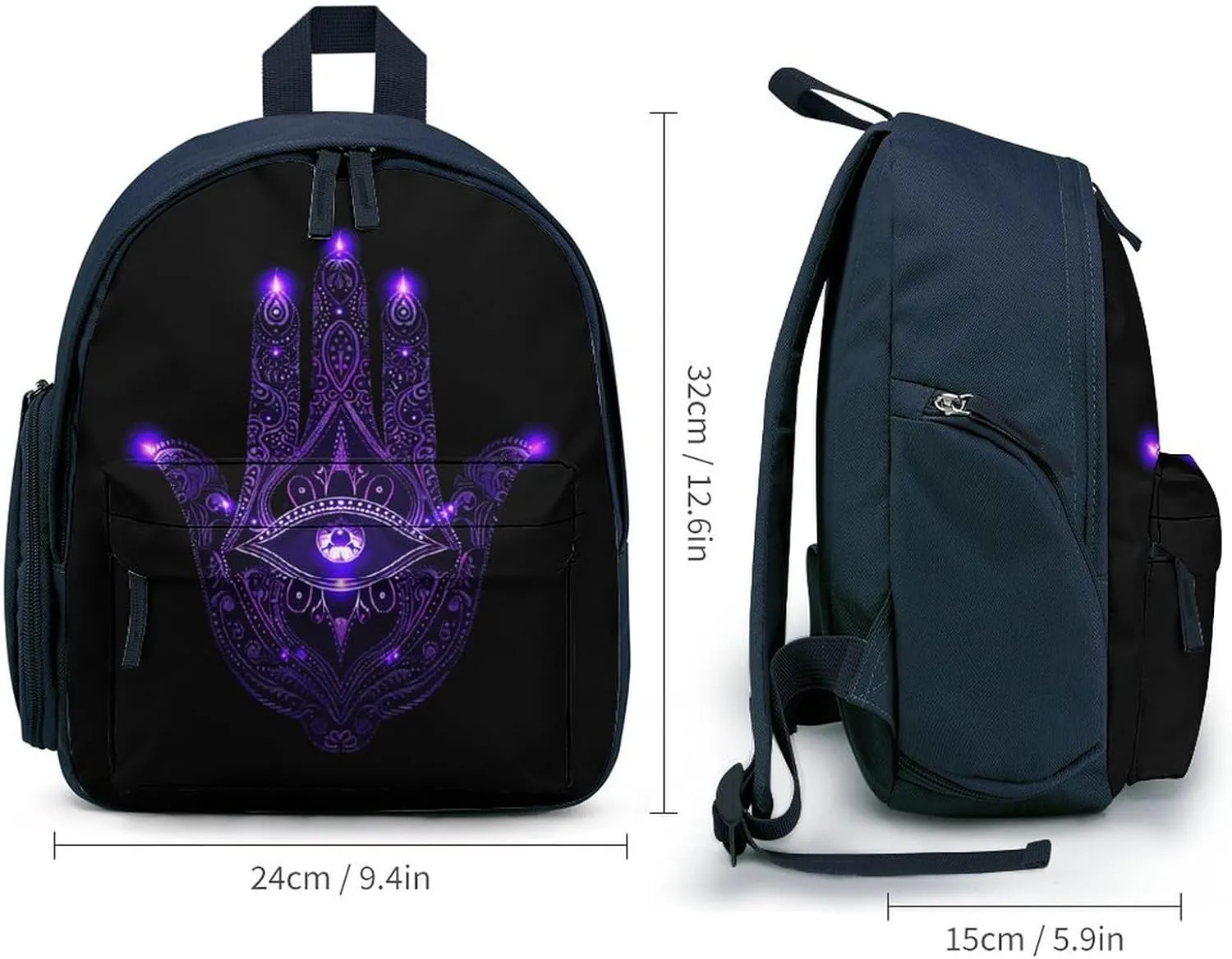 Hamsa Hand Reactive Evil Eye Travel Laptop Backpack for Men Women Lightweight Shoulder Bag Work Bag Daypack