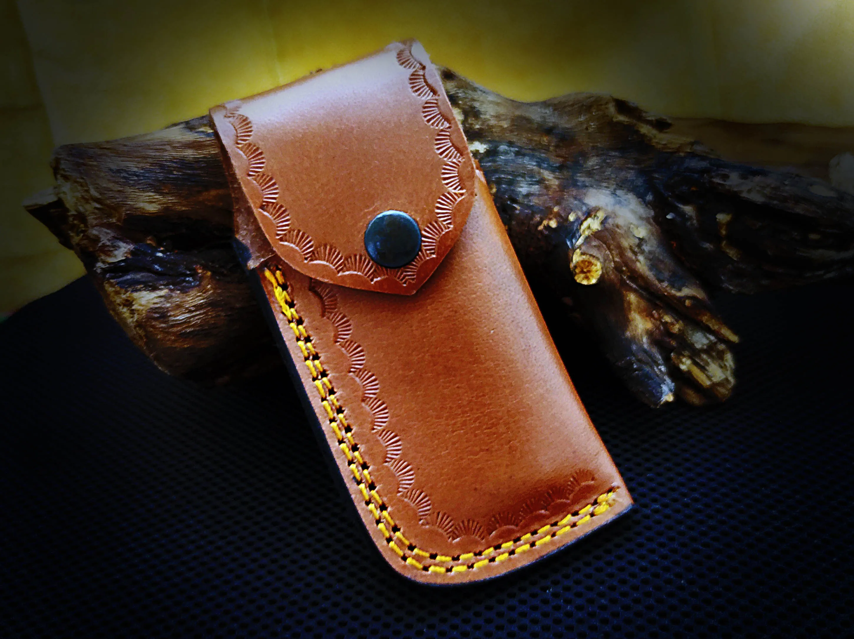 Hand Engraving on Walnut Wood Tanto Folding Pocket Knife and Damascus Bolster 8.50 inches Custom Handcrafted Damascus Steel with Leather Sheath Perfect Gift for All Times CLKFOL1118