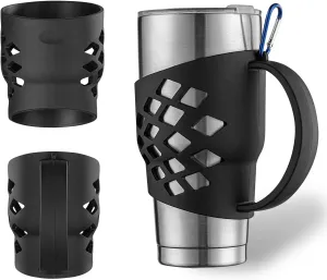 Handle for 30 OZ Tumblers, Yeti Rambler Handle Anti Slip, Silicone Sleeve Holder for Yeti Rambler/RTIC Tumbler/Corkcicle Tumbler Grip Holder (30oz Black)