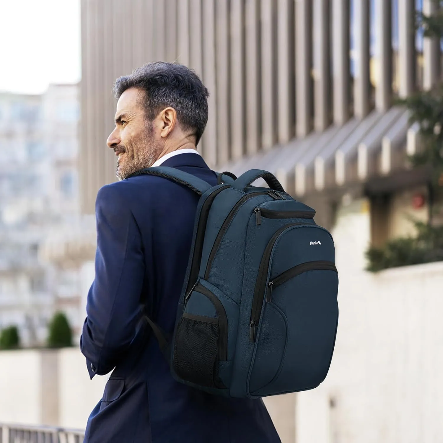 Hanke Travel Laptop Backpack for Men Lightweight Large Backpack Work Backpack Woman Fits 15.6'' Computer Carry On Bags for Airplanes(Navy Blue)