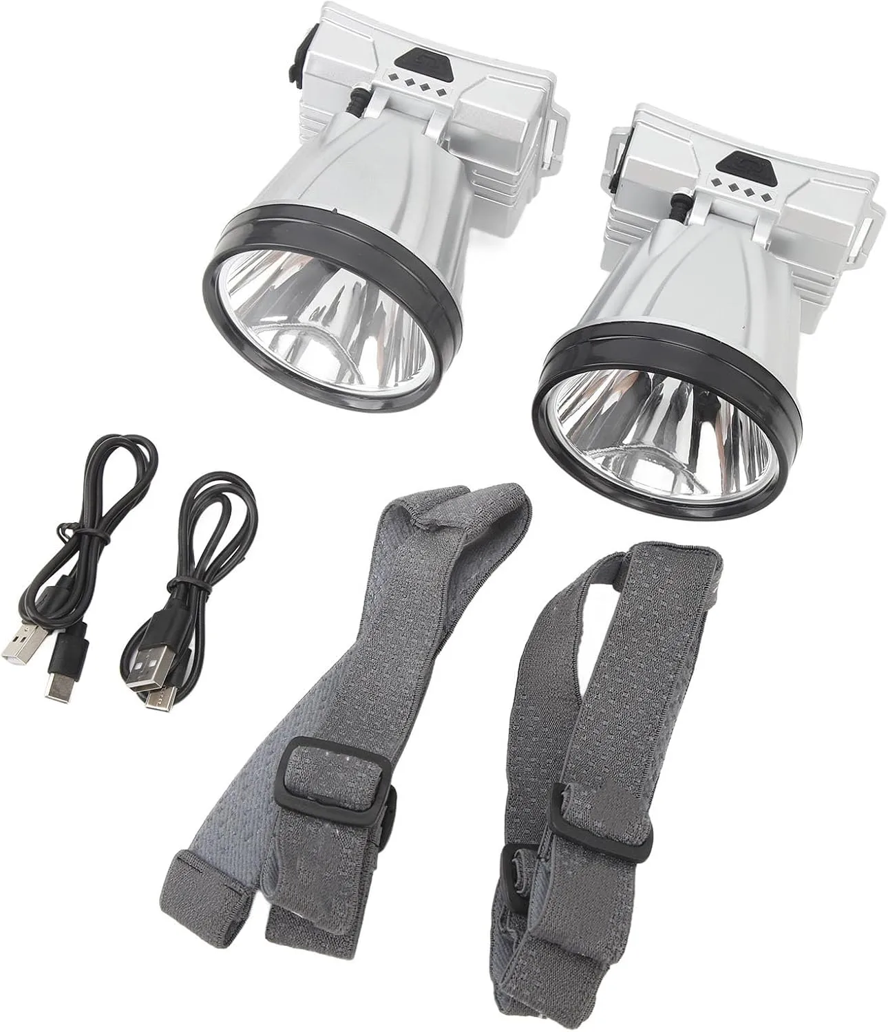 Headlamp Flashlight, Yellow White Lighting Camping Headlamp Wearable 2Pcs TypeC Rechargeable with Sensor for Night Fishing