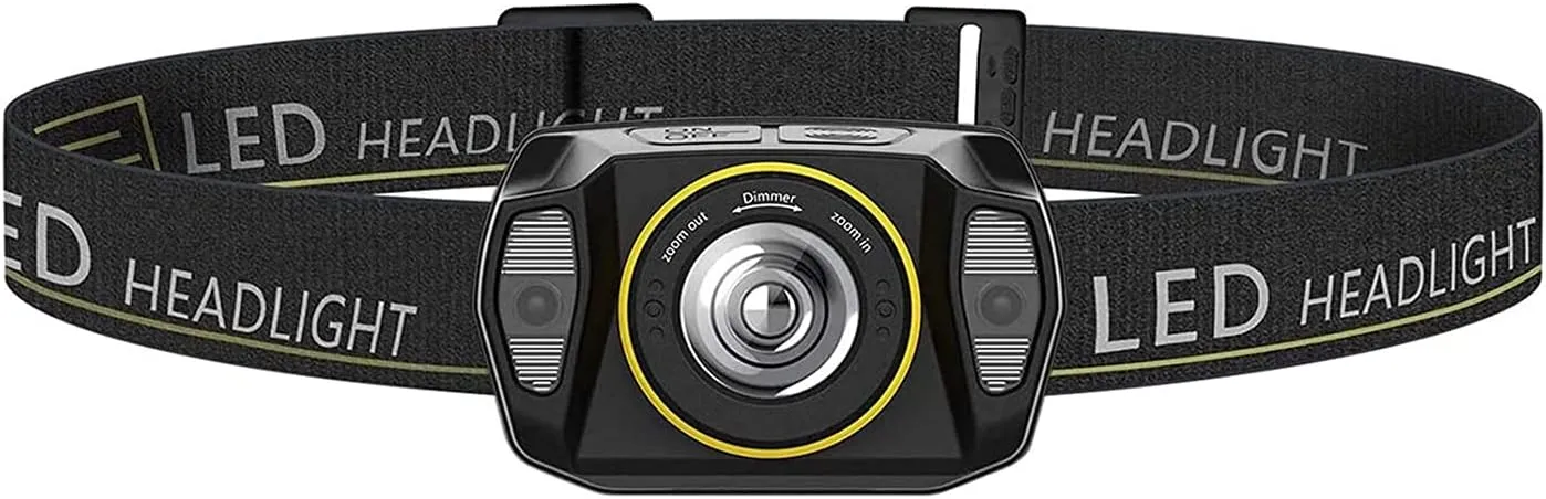 Headlamp Rechargeable, 400 Lumen Motion Sensor Head Lamp Flashlight, Waterproof LED Headlight, 5 Modes Head Lights for Camping Cycling Running Fishing