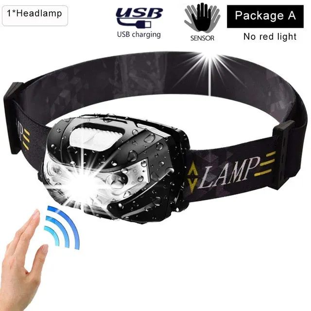 Headlamp Rechargeable LED Headlight Body Motion Sensor 10000Lm Powerful