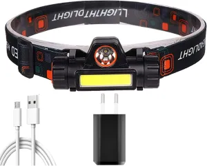 Headlamp Rechargeable, Super Bright Motion Sensor led headlamp, Consumes Low Power. Lamp with Red Safety Light, Perfect for Running, Camping, Fishing, Hiking and Home