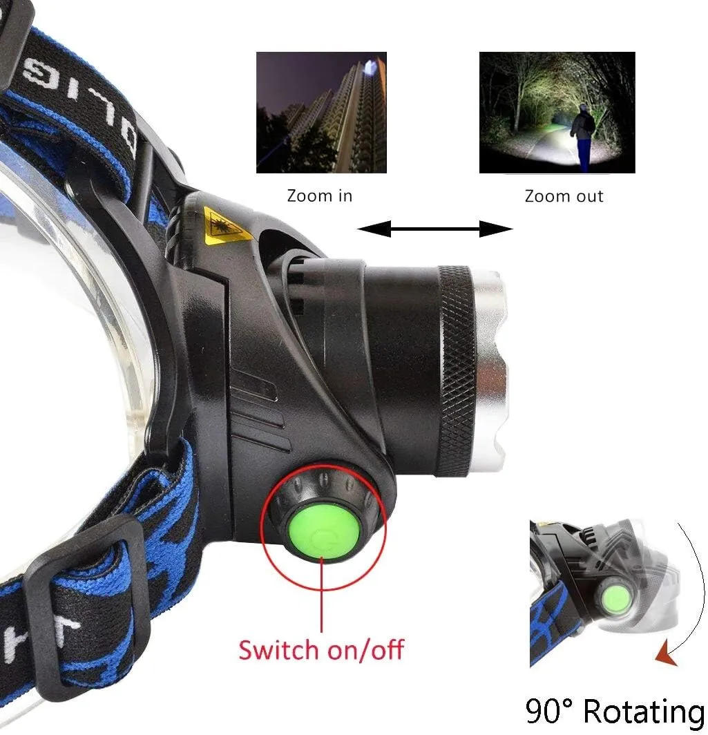 headlamp RU 8000LM XML-L2 XM-L T6 Led Headlamp Zoomable Headlight Waterproof Head Torch Flashlight Head lamp Fishing Hunting Light
