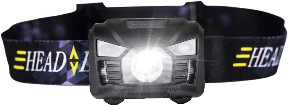 Headlamps, Body Motion Sensor Headlamp Induction USB Rechargeable Headlight 2 Switch Modes Head Flashlight Torch lamp (Color : Black) (Black)