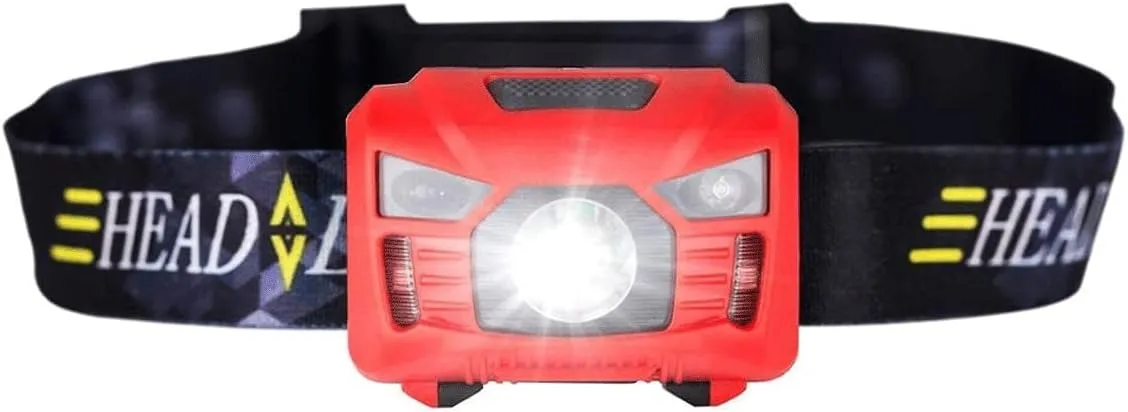 Headlamps Body Motion Sensor Headlamp Induction USB Rechargeable Headlight 2 Switch Modes Head Flashlight Torch lamp(Orange) (Rojo)