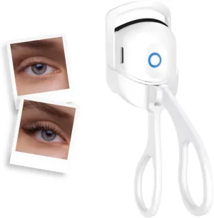 Heated Eyelash Curler for Instant Lash Lift: Premium Quality, Type-C Rechargeable, Compact & Travel-Friendly - Adjustable for Natural, Glossier, Lifted Lashes - A Perfect Beauty Gift (White)