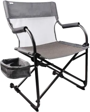 Heavy Duty Portable Foldable Director's Chair, Gray - Perfect for Outdoor Use with Camping and Sporting Events, Side Basket Has Storage for Everyday Essentials