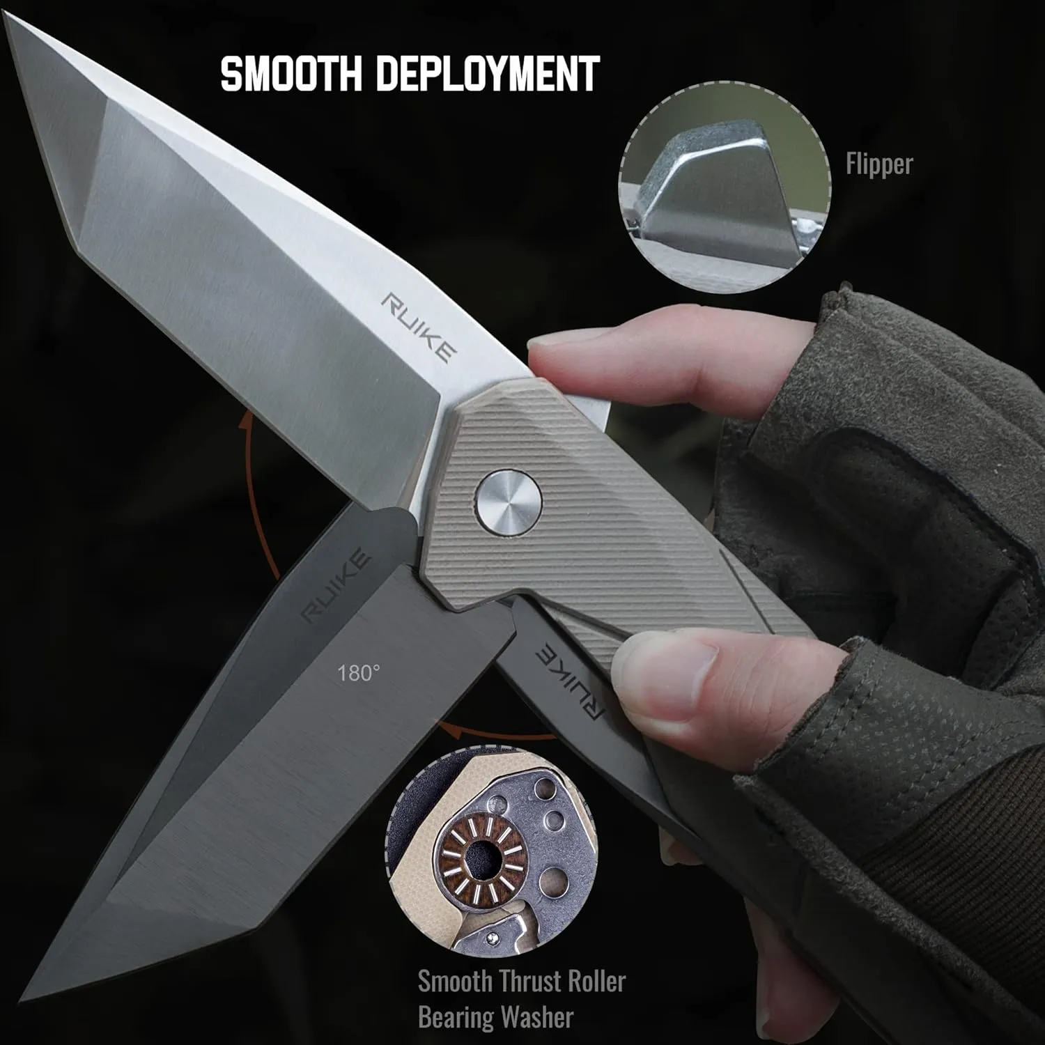 Heavy Tactical Folding Pocket Knife for men,14C28N Stainless Steel Blade,G10 Handle,Liner Lock,EDC Camping Knives Belt Clip, Carry,Bushcrafting Hunting Microtech Elemental Fishing Hiking Outdoor,Father Dad Gifts Multi-tool Ruike 138