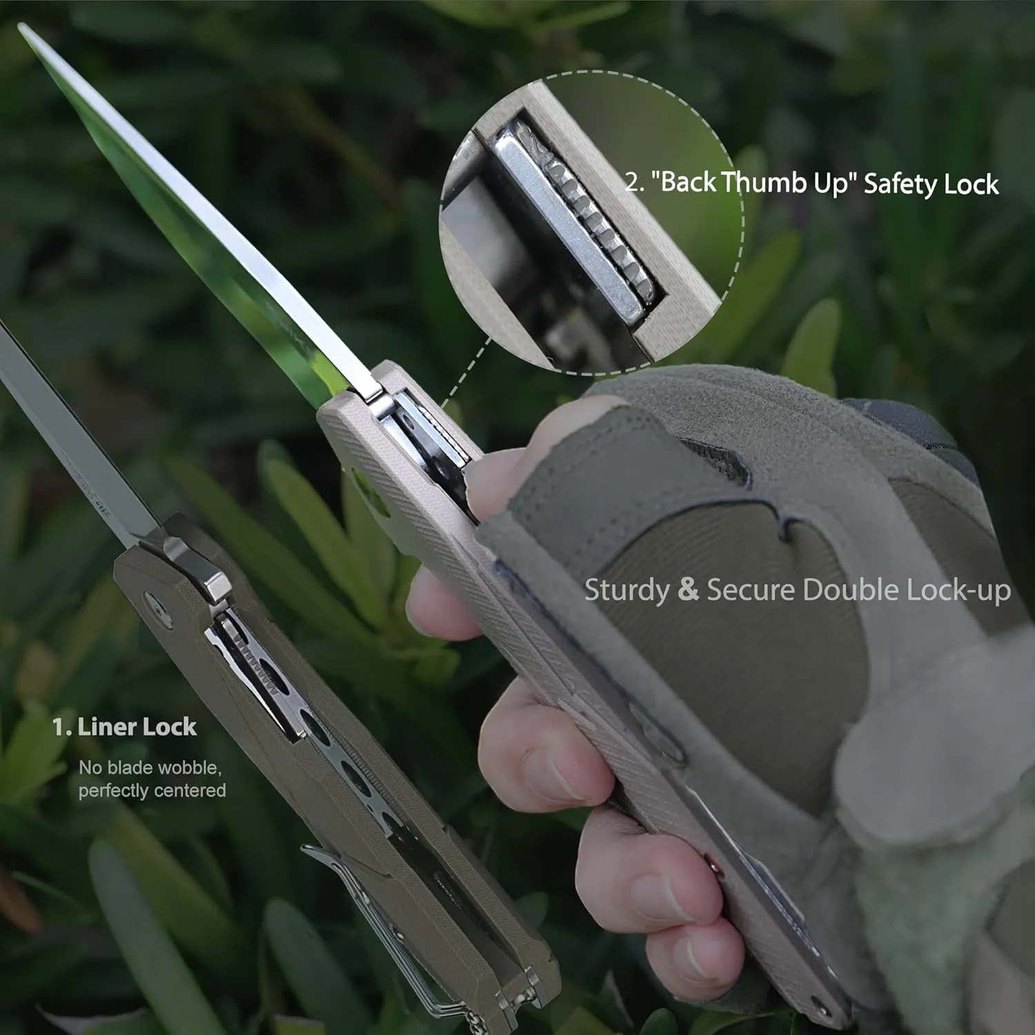 Heavy Tactical Folding Pocket Knife for men,14C28N Stainless Steel Blade,G10 Handle,Liner Lock,EDC Camping Knives Belt Clip, Carry,Bushcrafting Hunting Microtech Elemental Fishing Hiking Outdoor,Father Dad Gifts Multi-tool Ruike 138
