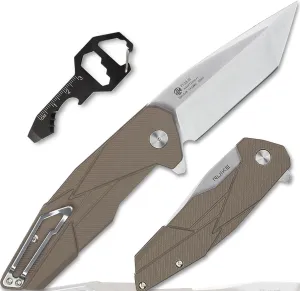 Heavy Tactical Folding Pocket Knife for men,14C28N Stainless Steel Blade,G10 Handle,Liner Lock,EDC Camping Knives Belt Clip, Carry,Bushcrafting Hunting Microtech Elemental Fishing Hiking Outdoor,Father Dad Gifts Multi-tool Ruike 138