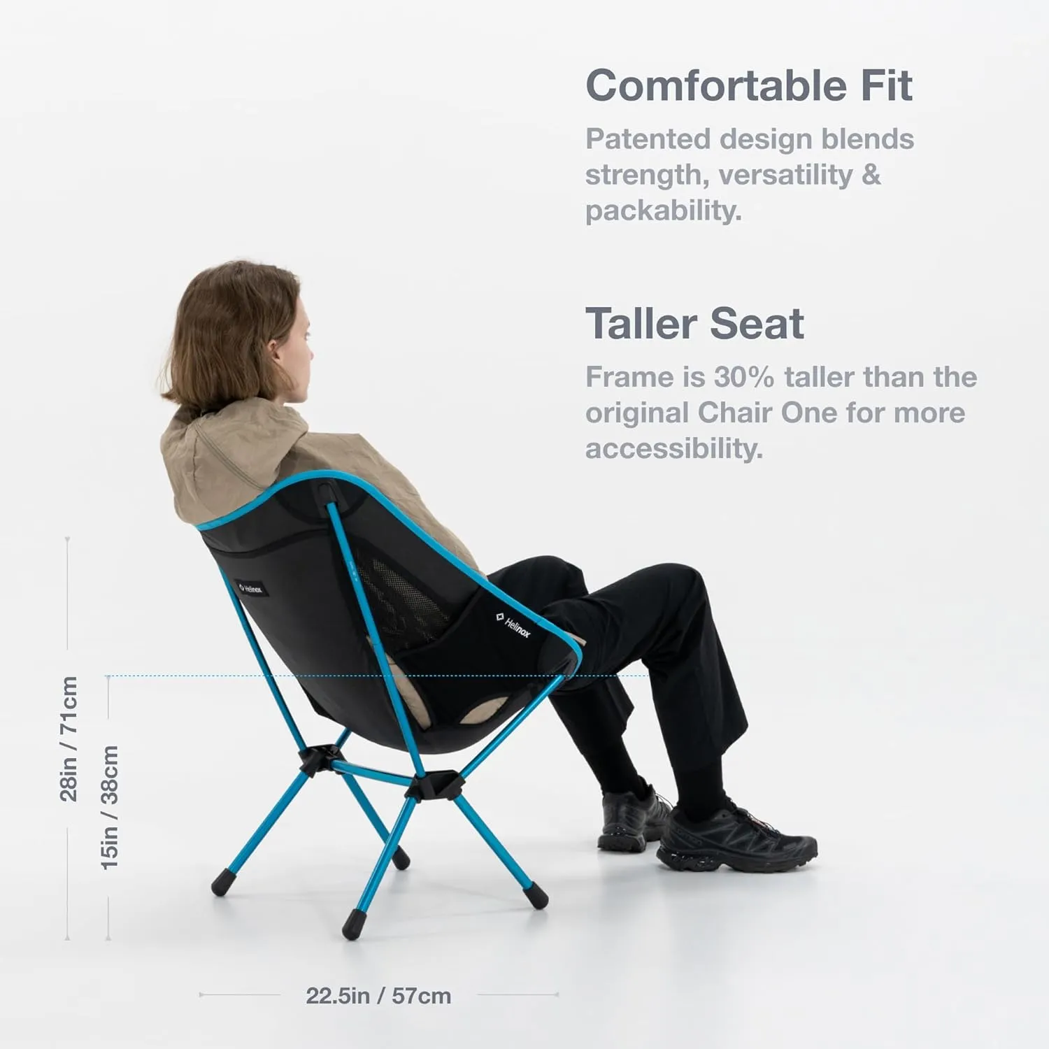 Helinox Chair One (re) High-Performance Camping Chair, Lightweight Compact Collapsible Outdoor Chairs, Backpacking, Picnic, Adventures, Black/Blue