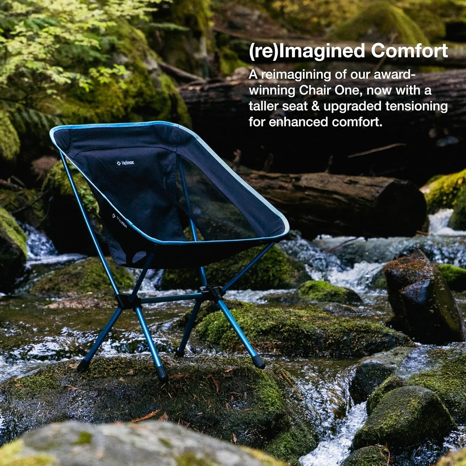 Helinox Chair One (re) High-Performance Camping Chair, Lightweight Compact Collapsible Outdoor Chairs, Backpacking, Picnic, Adventures, Black/Blue
