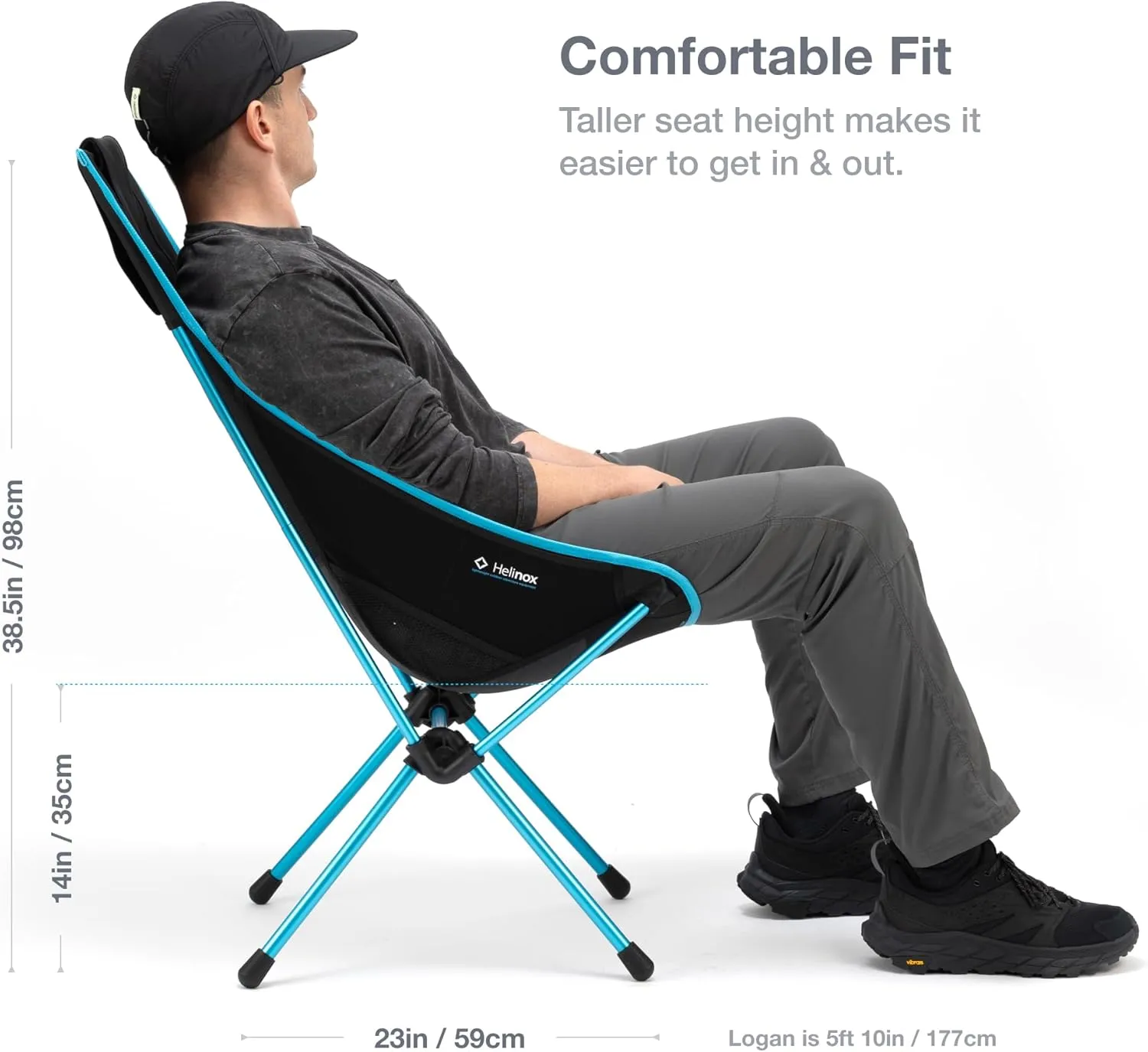 Helinox Sunset Chair Lightweight, High-Back, Compact, Collapsible Camping Chair, Blackout