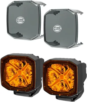 Hella X-TREME XT-3A Amber 3-Inch LED Offroad Driving Light with 5700LM, Featuring Amber X Position Light and Side Signal