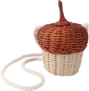 Hemoton Woven Bag Vintage Wallet Backpack Tote Mini Crossbody Purse Backpack Purse for Women Mushroom Crossbody Bag Girls Beach Purse Basket Shaped Bag Storage Bag Rattan Pouch Child Brown