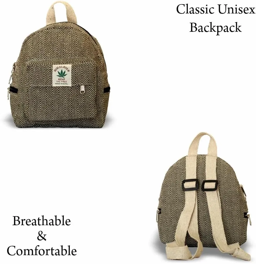 Hemp Mini Backpack for women Adjustable shoulder strap Mini Bag Washable Lightweight Casual Daypack (Dark Green)