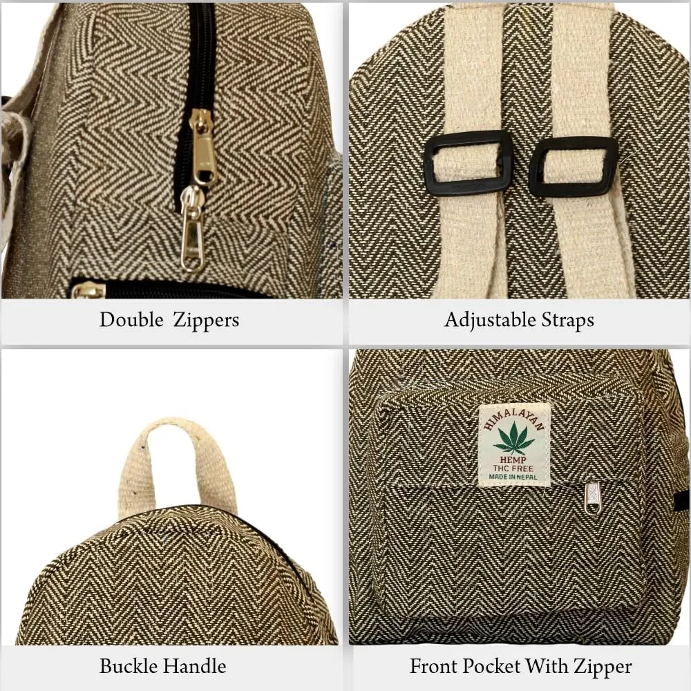 Hemp Mini Backpack for women Adjustable shoulder strap Mini Bag Washable Lightweight Casual Daypack (Dark Green)