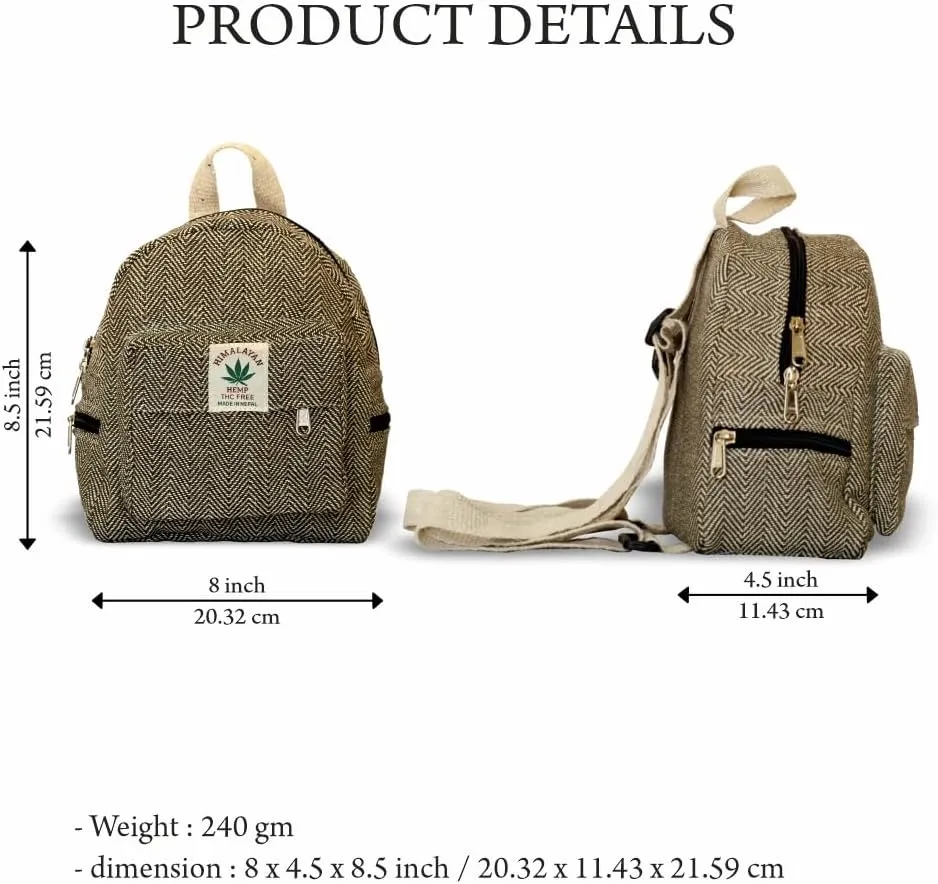 Hemp Mini Backpack for women Adjustable shoulder strap Mini Bag Washable Lightweight Casual Daypack (Dark Green)