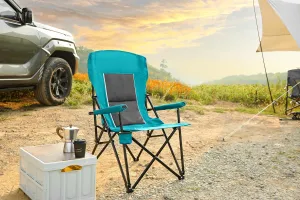 High Back Heavy Duty Lawn Chair – Supports 250lbs, Portable & Collapsible with Cup Holder, Blue – Outdoor, Camping, Dining Room Use (1 Doors)