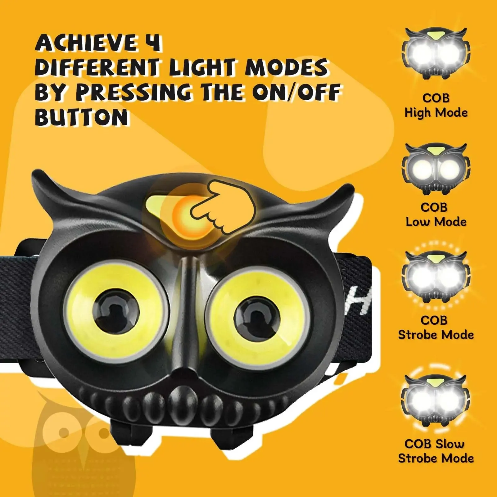 High Power COB LED Owl Headlamp Magnetic Absorption Induction Small Creative Owl Headlamp