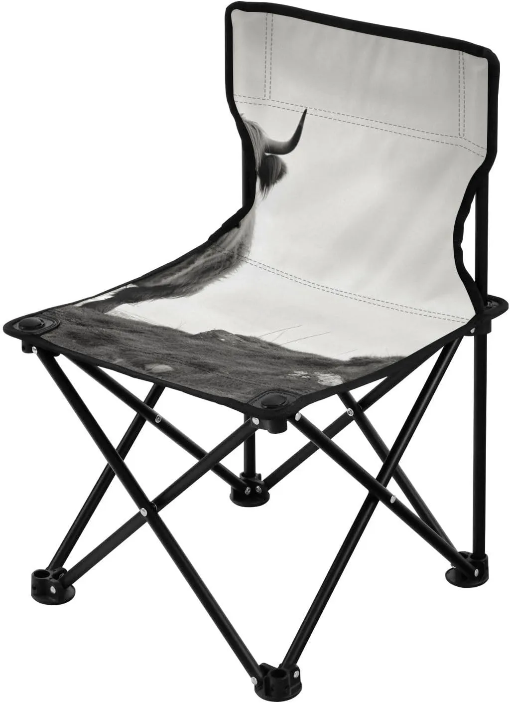 Highland Cattle Portable Outdoor Folding Chair Anti-Slip Padded Oxford Cloth Stool Camping Chair Small for Beach Hiking Fishing Gardening Quad Camp Chair