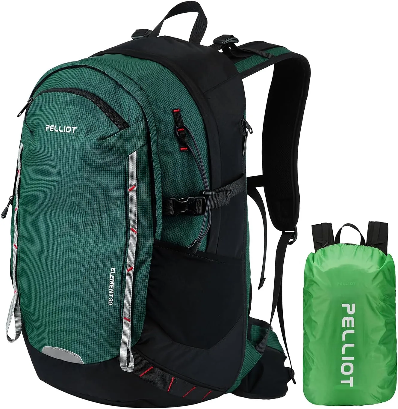 Hiking Backpack 30L Outdoor Camping Back Pack Waterproof Travel Daypack with Rain Cover for Women Men Forest Green