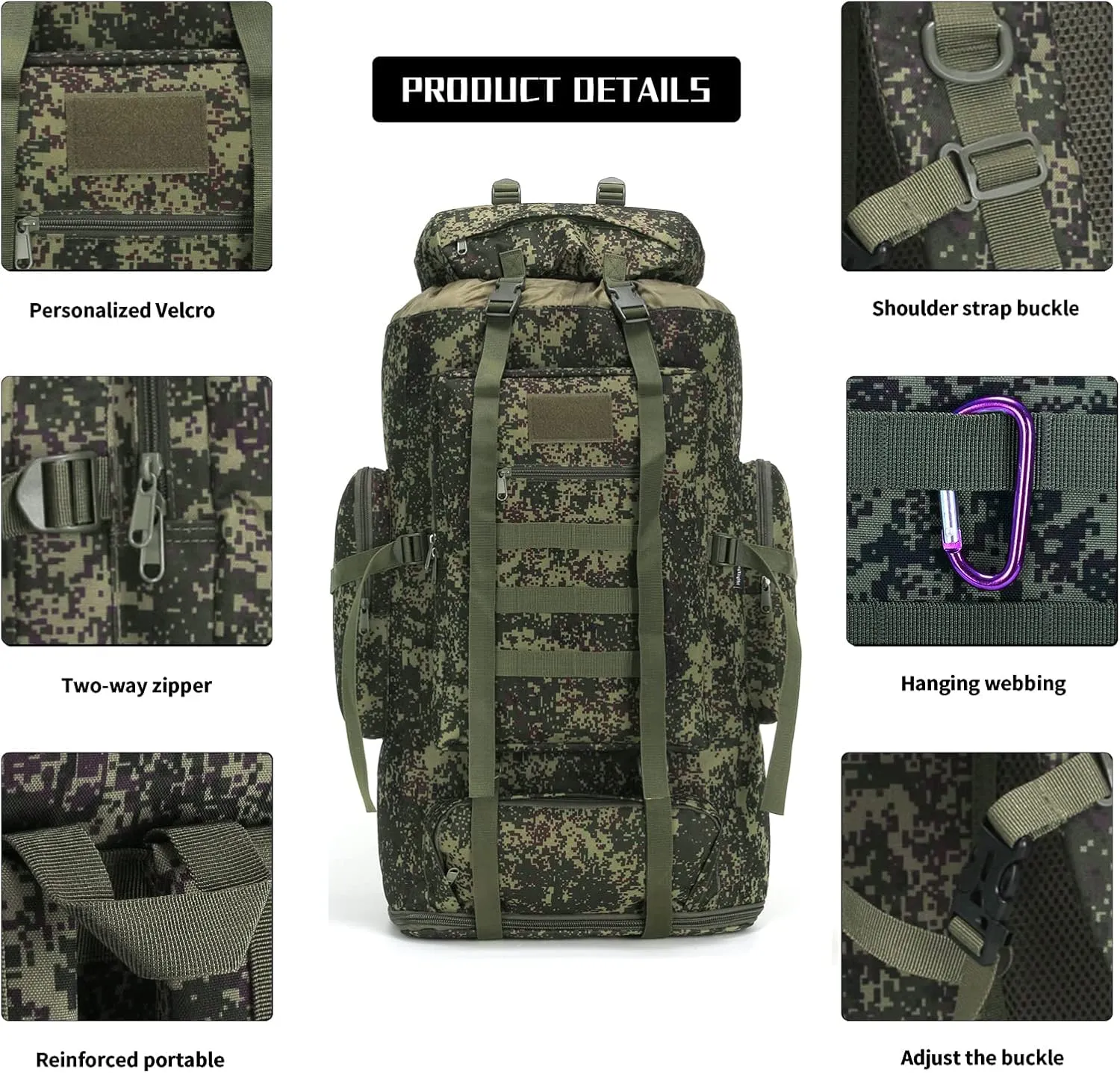 Hiking Backpack for Men 70L/100L Camping Backpack Military Rucksack Molle 3 Days Assault Pack for Climbing